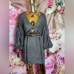 ASOS Gray Mini Dress with Studded Details